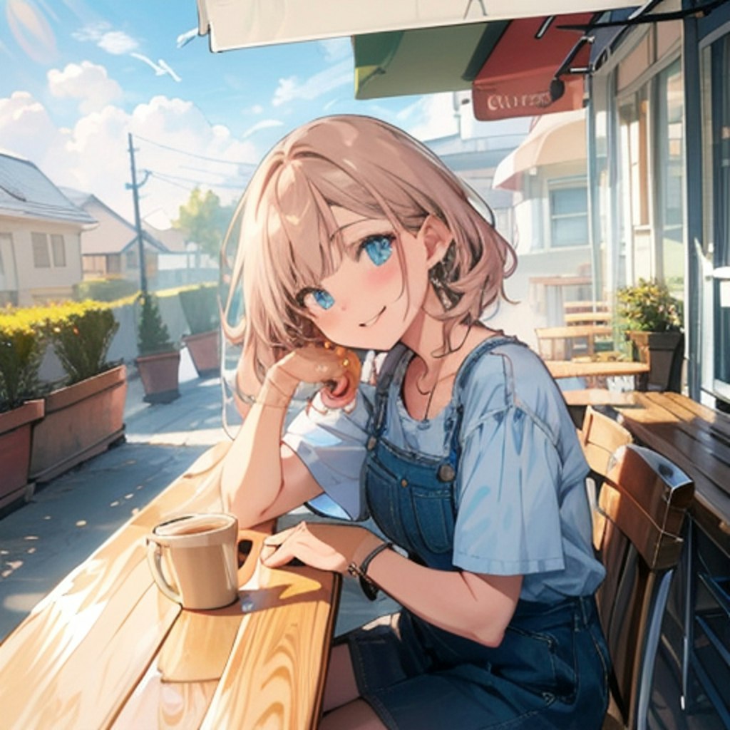 A girl on the cafe terrace 1