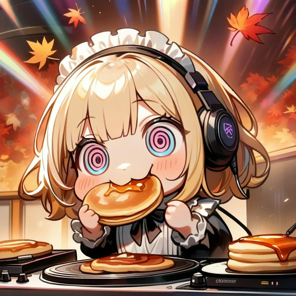 🥞🍁おパンケーキ美味すぎてガン〇マリからの一人秋フェスDJしちゃう系メイドちゃん🍁🥞