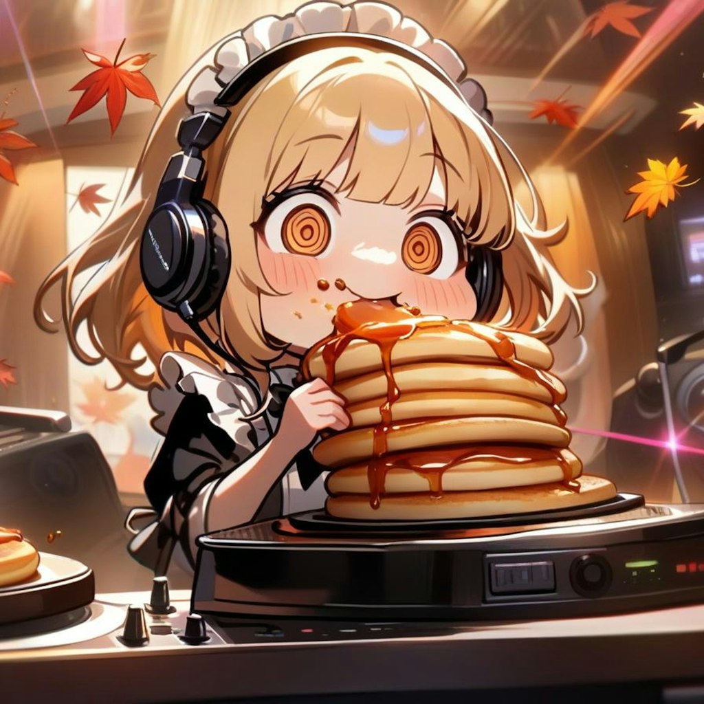 🥞🍁おパンケーキ美味すぎてガン〇マリからの一人秋フェスDJしちゃう系メイドちゃん🍁🥞