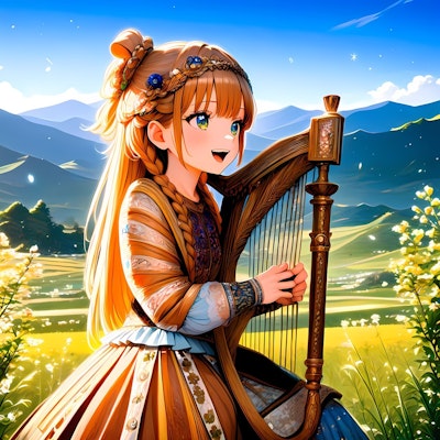 ハープを奏でる少女
