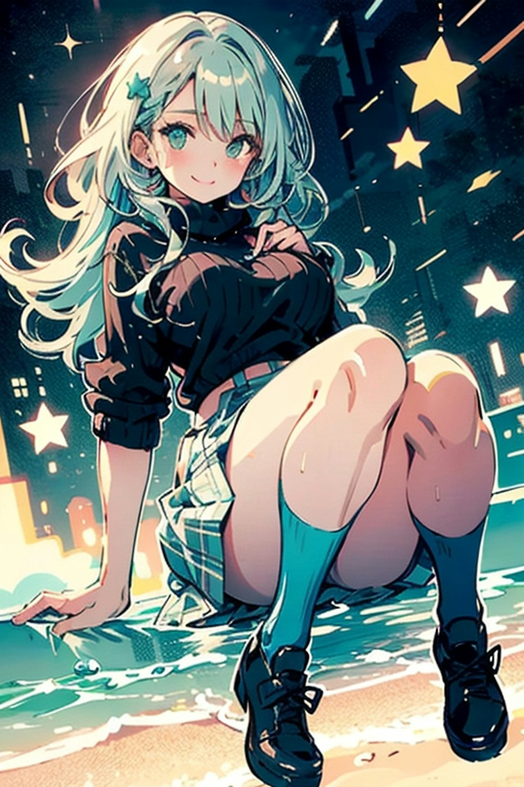 青緑と茶色と星