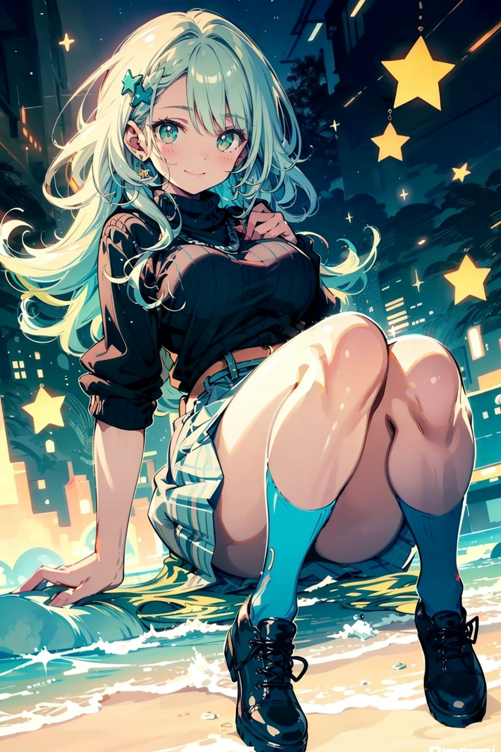 青緑と茶色と星