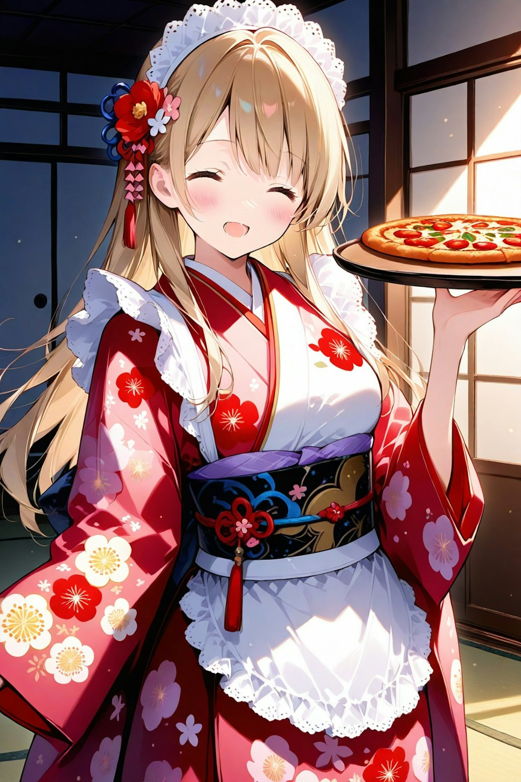 和装メイドピザ姫様