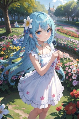 A girl in the flower garden 1