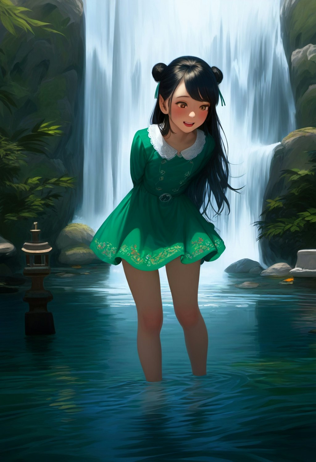 滝と少女