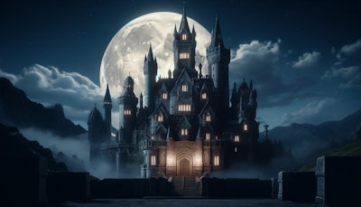 古城と月