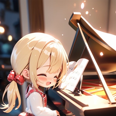 茉莉花ちゃんピアノを弾く
