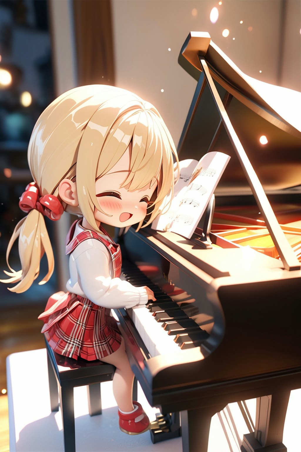 茉莉花ちゃんピアノを弾く
