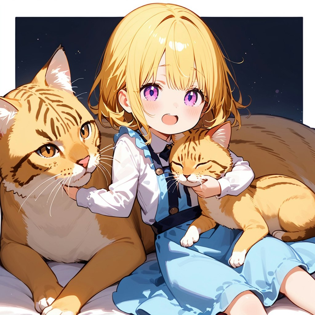 女の子と猫