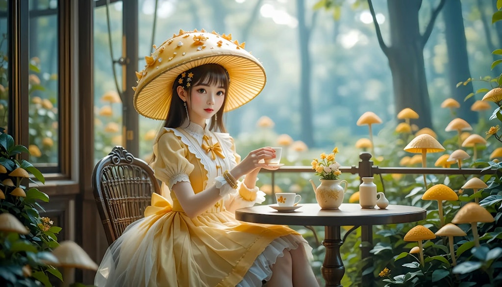 お茶会のきのこノコちゃん