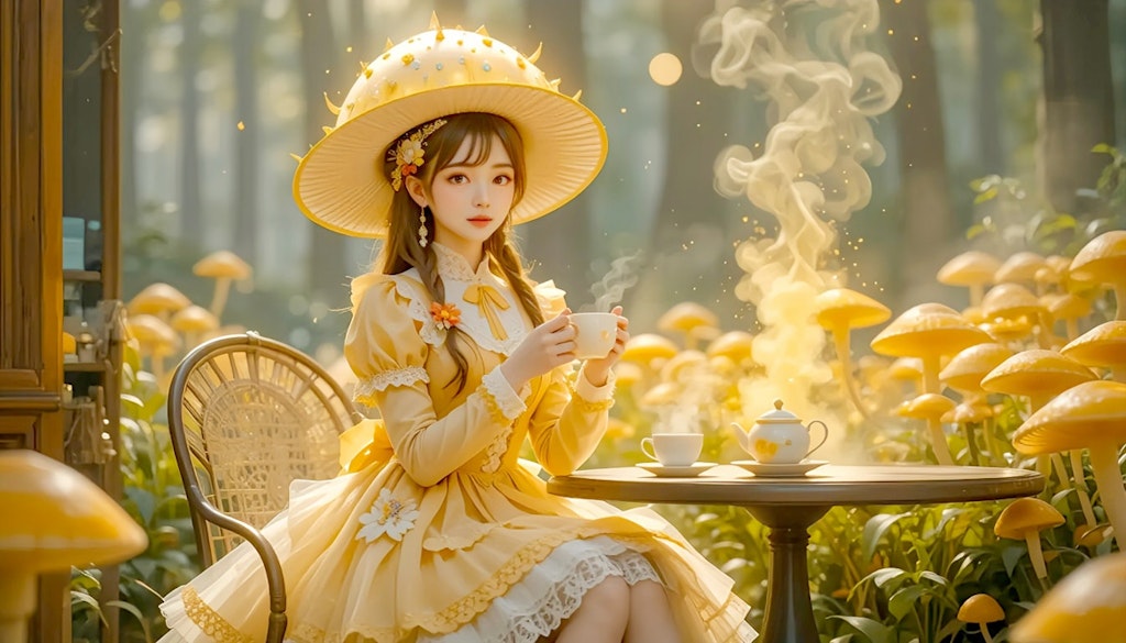 お茶会のきのこノコちゃん