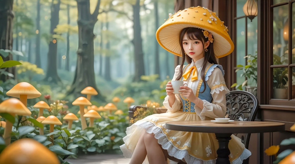 お茶会のきのこノコちゃん