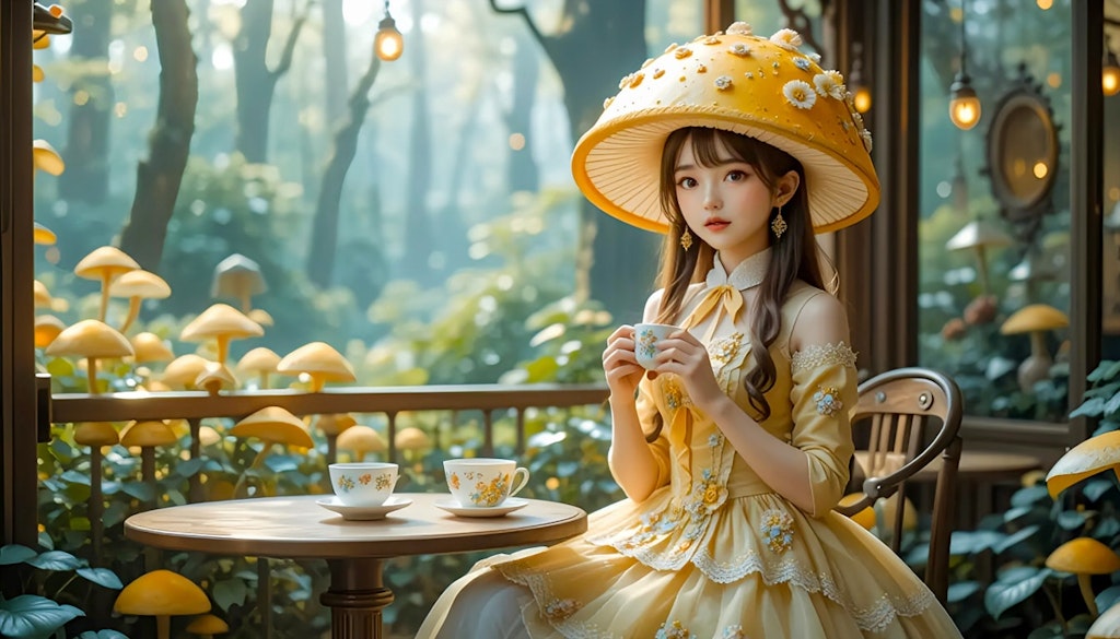 お茶会のきのこノコちゃん