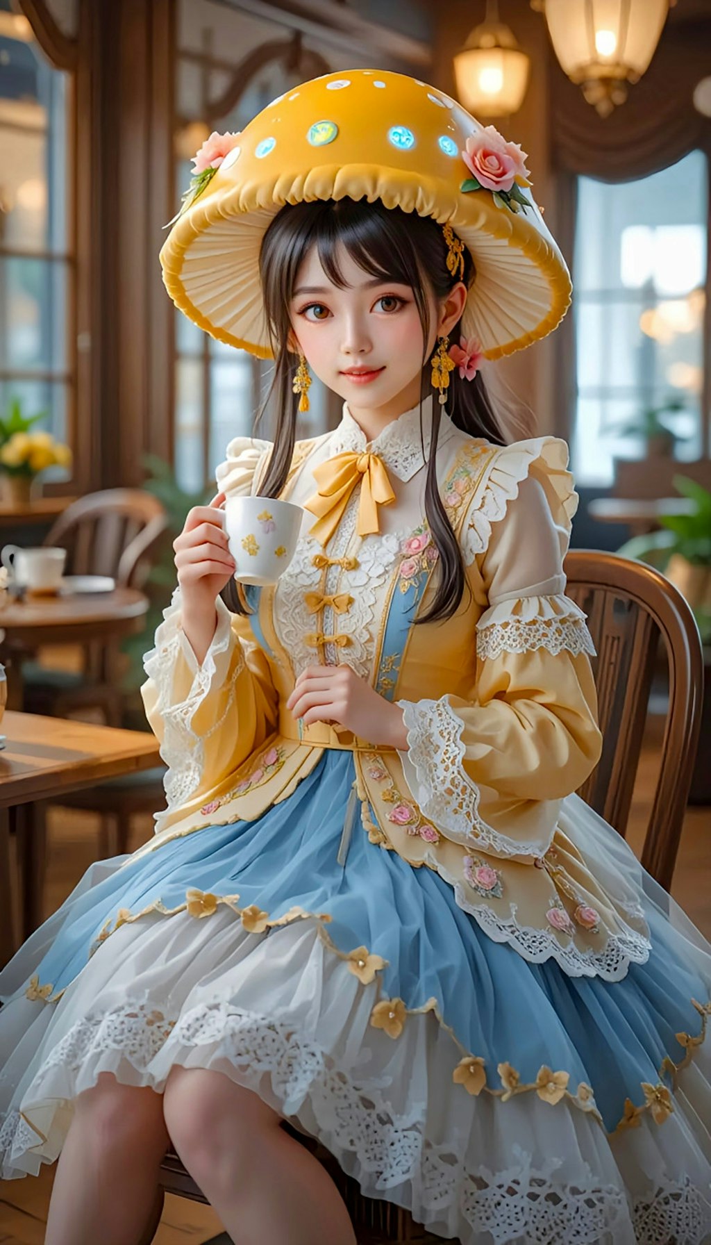 お茶会のきのこノコちゃん