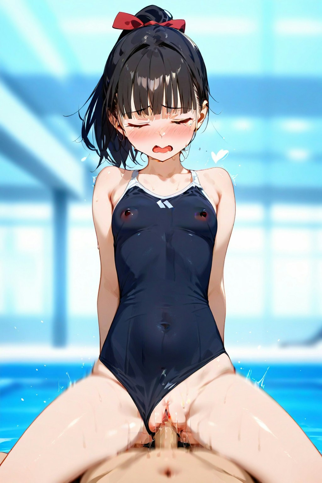 ポニテちゃんスク水でエッチ