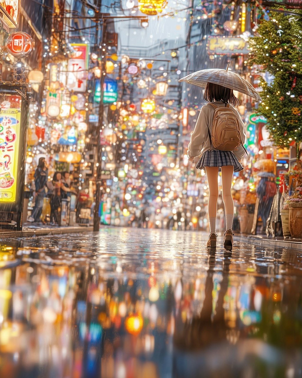 雨の夜のきらめき