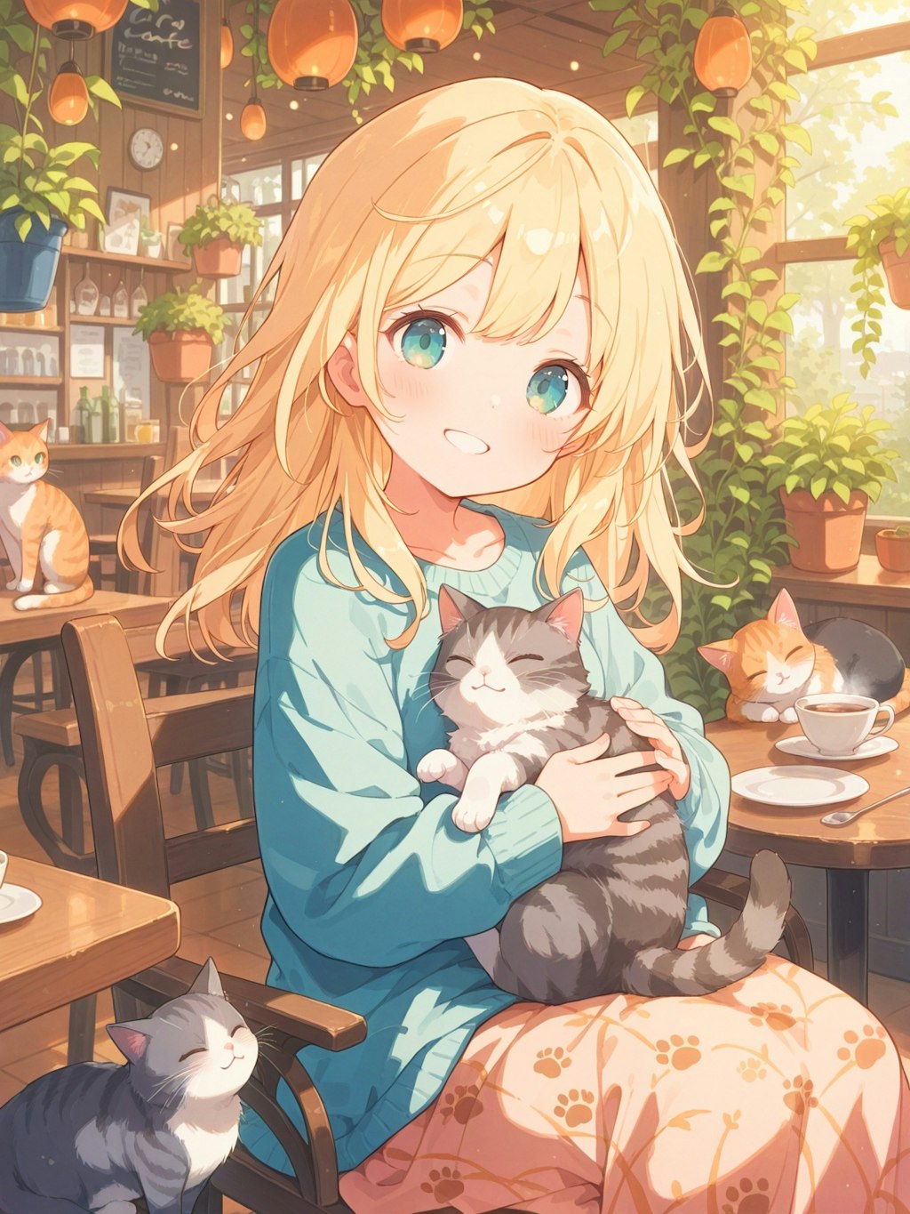 猫とじゃれ合う癒やしタイム