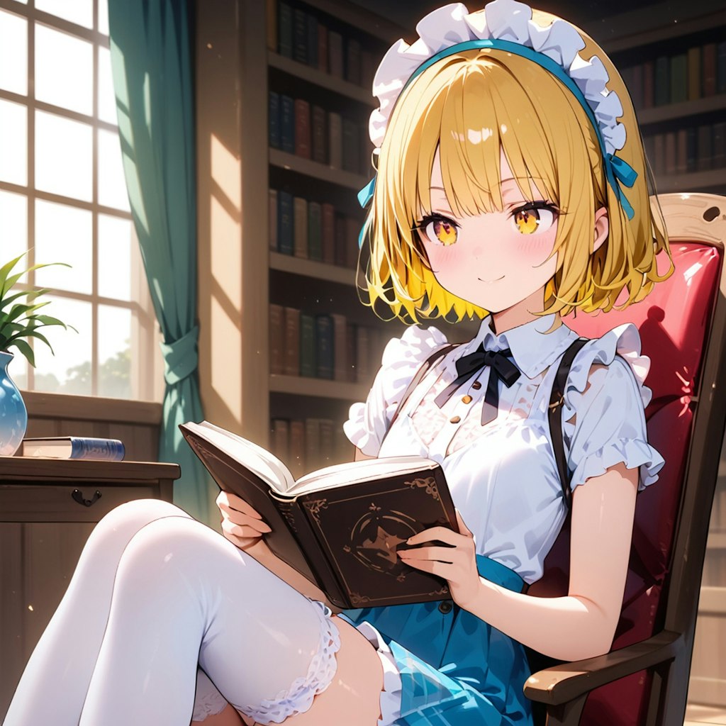 黄髪少女と書斎