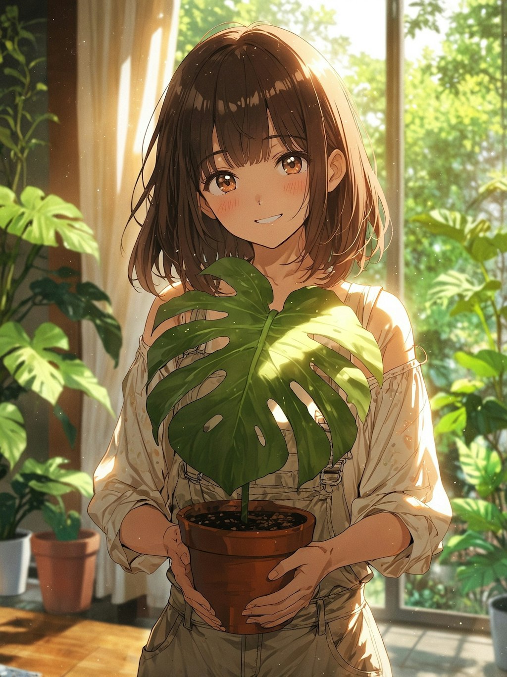ハートの葉っぱと朝の光
