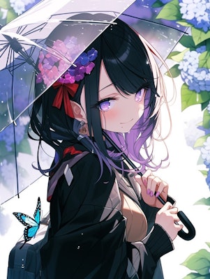 紫陽花と雨音