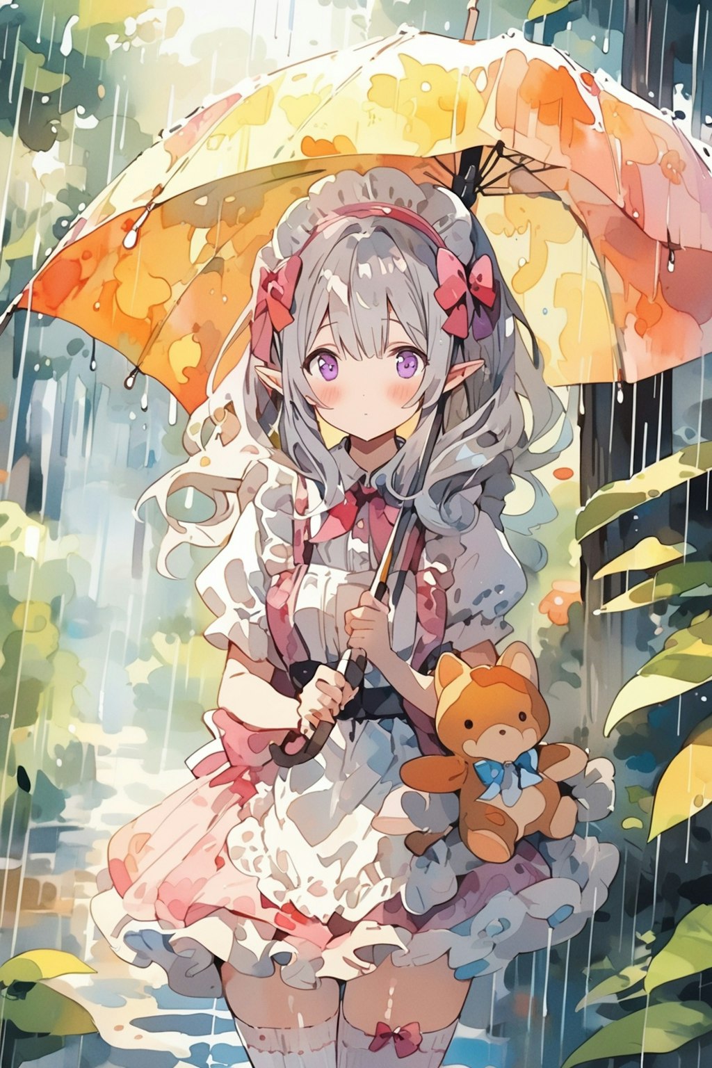 雨の中のお出迎え