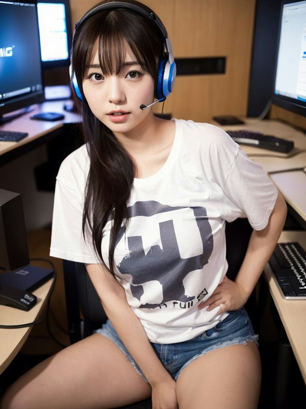 だらしない格好でゲームをする女子　その１