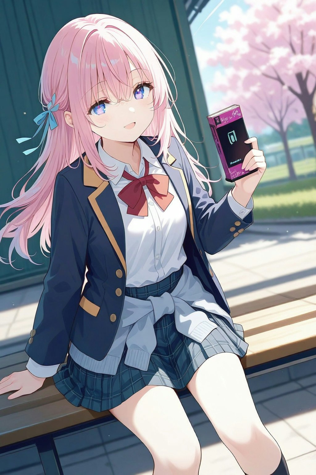 ロングヘアの制服美少女