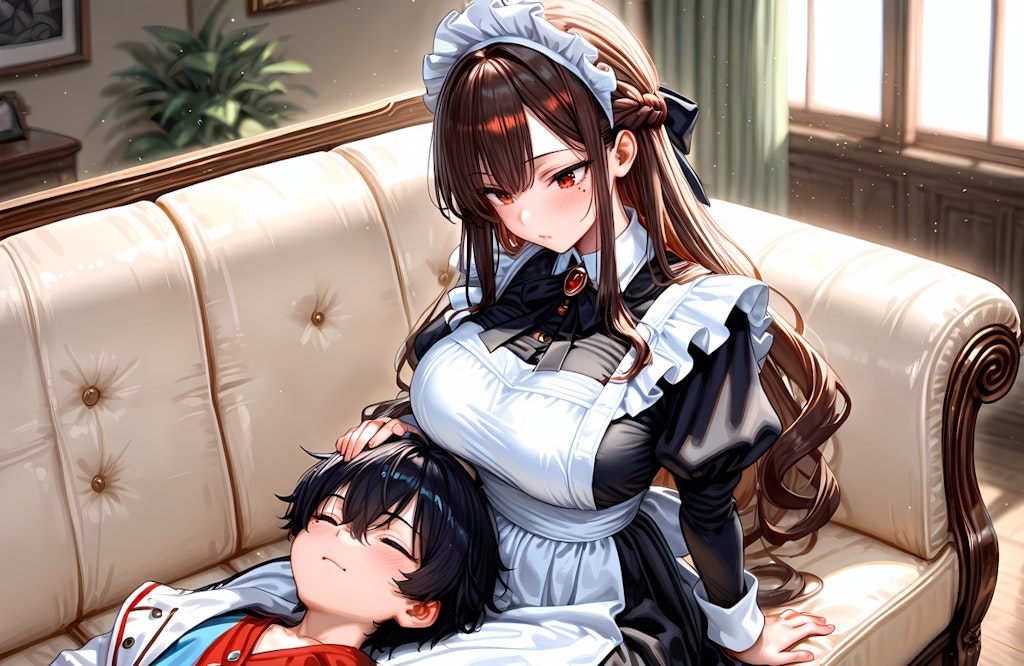 メイドとショタ主人と膝まくら