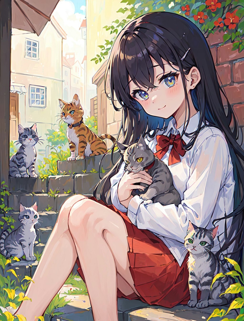 路地裏少女と野良猫