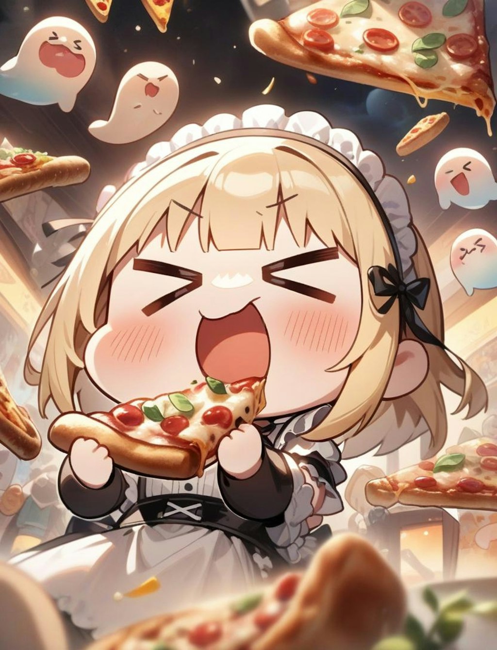 👻🍕ちちぷいハロウィン最終夜！おピッツァ食べるよ！メイドちゃん！🍕👻