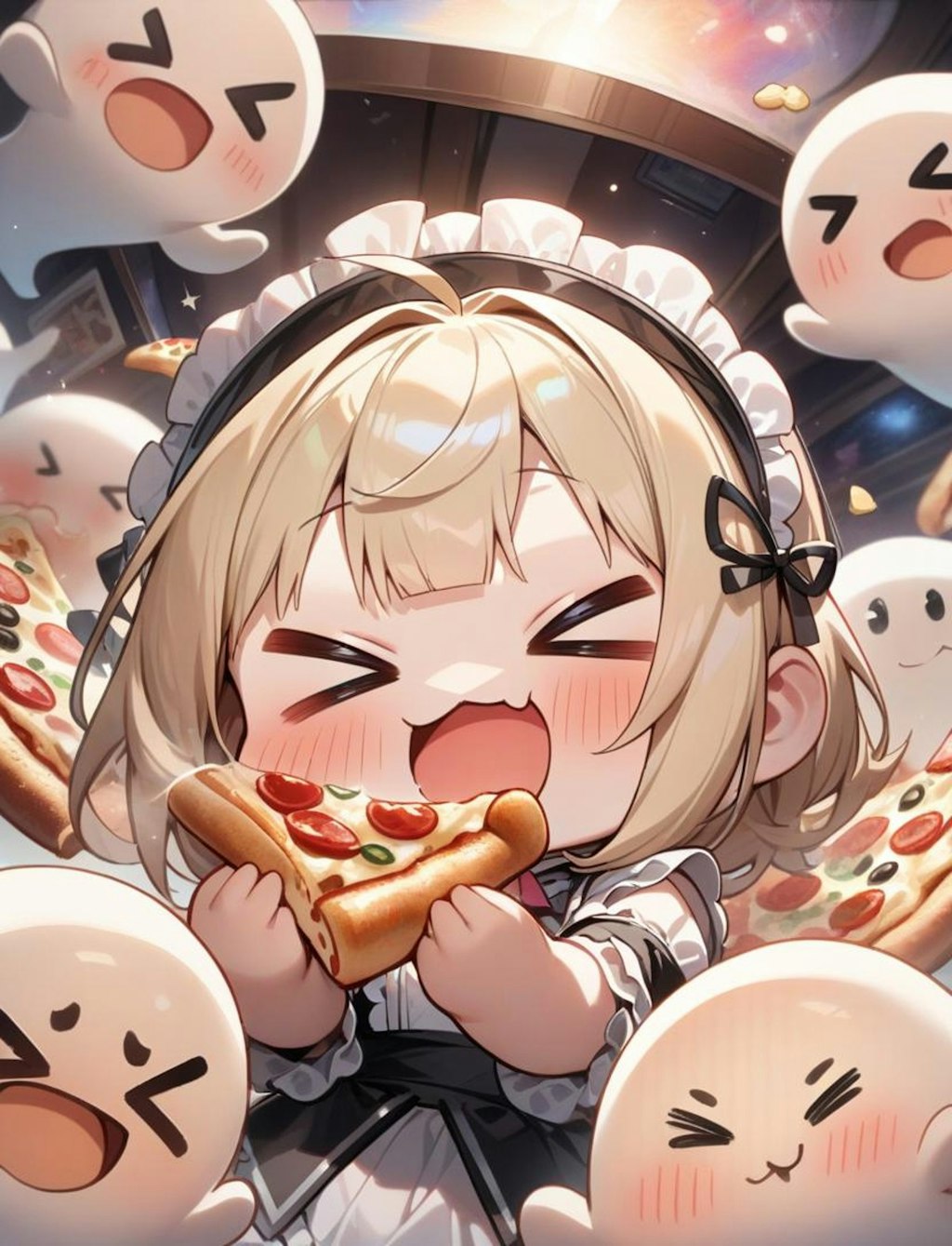 👻🍕ちちぷいハロウィン最終夜！おピッツァ食べるよ！メイドちゃん！🍕👻