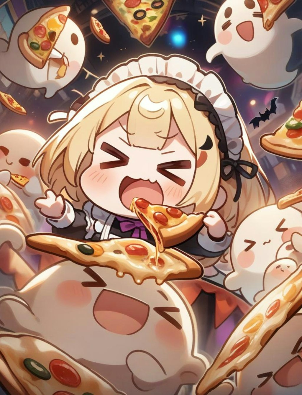 👻🍕ちちぷいハロウィン最終夜！おピッツァ食べるよ！メイドちゃん！🍕👻