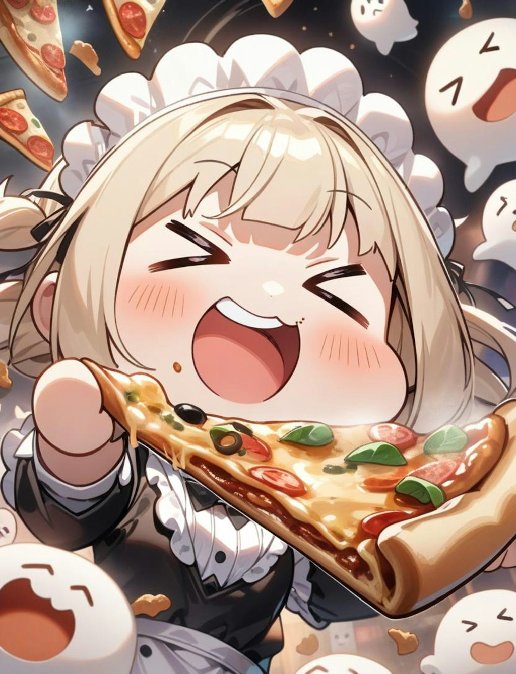 👻🍕ちちぷいハロウィン最終夜！おピッツァ食べるよ！メイドちゃん！🍕👻