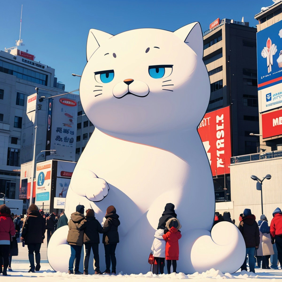 札幌雪まつり(猫の雪像) | chichi-pui（ちちぷい）AIイラスト専用の