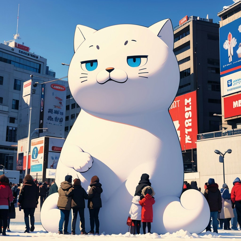 札幌雪まつり(猫の雪像)