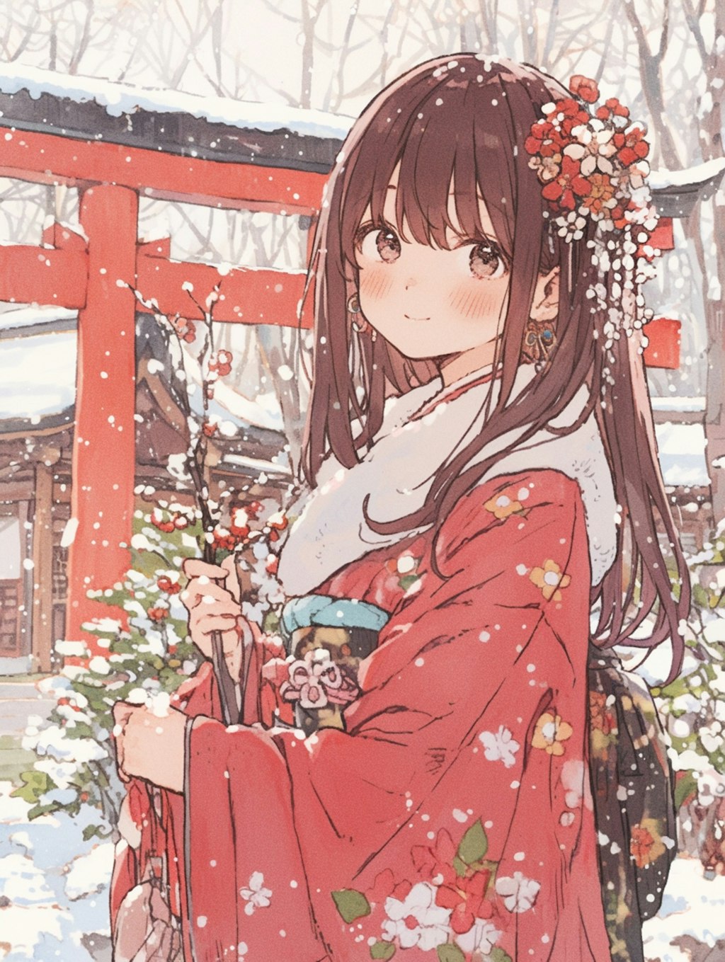 雪に咲く花