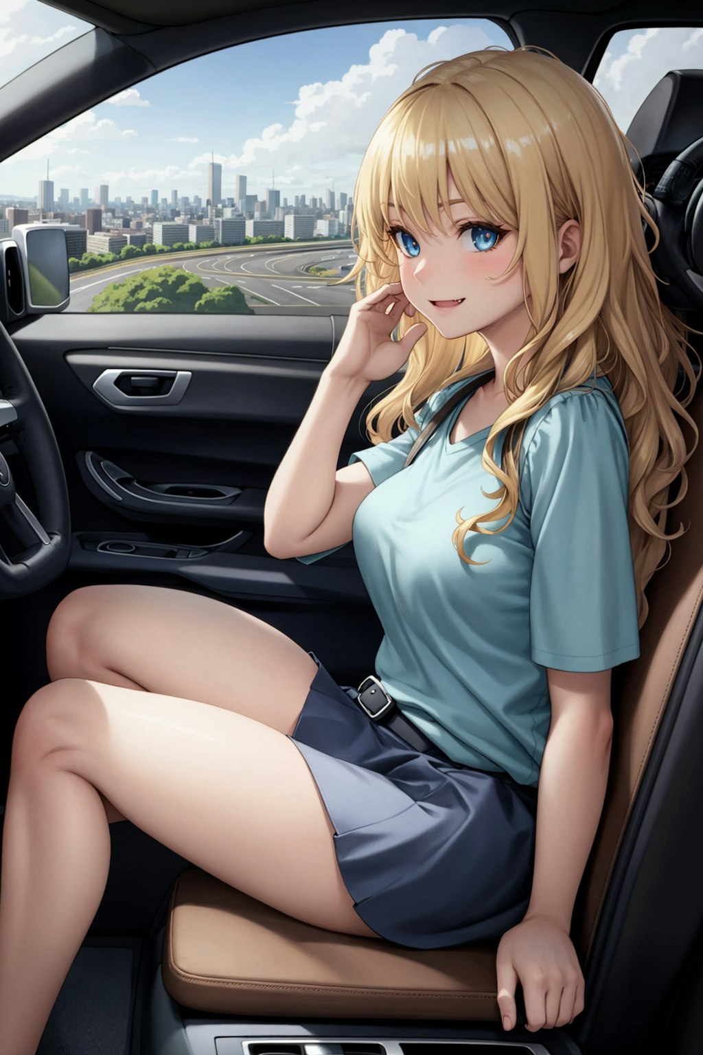 今日の1周年記念ちちぷいちゃん　運転席に座ってにやり。