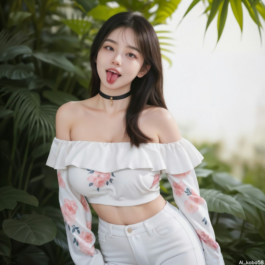 Vol48_Floral off-shoulder top