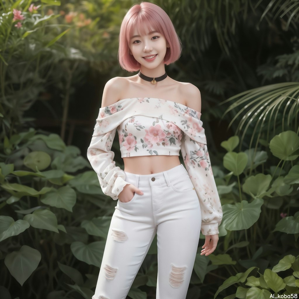 Vol48_Floral off-shoulder top