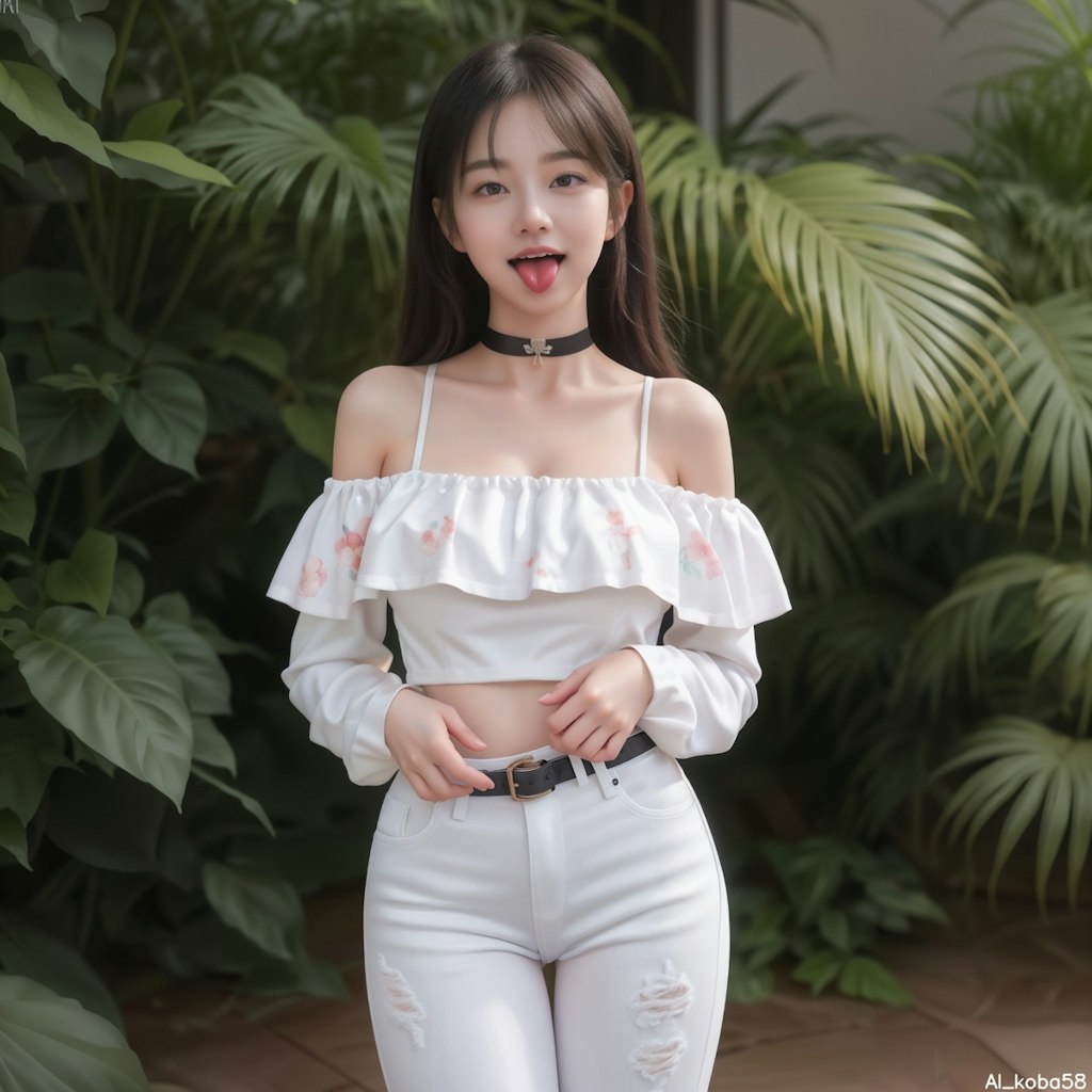 Vol48_Floral off-shoulder top