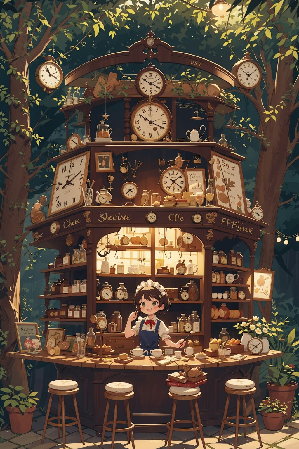 森の中の小さなカフェ