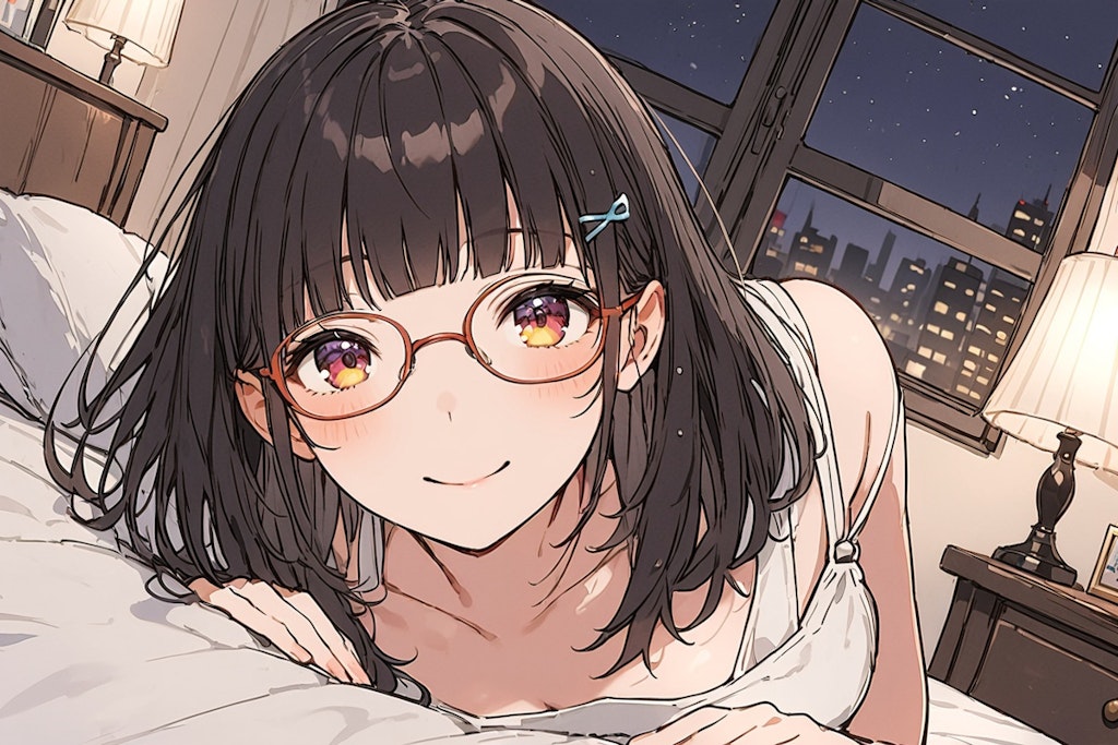 ベッドのメガネちゃん👓✨