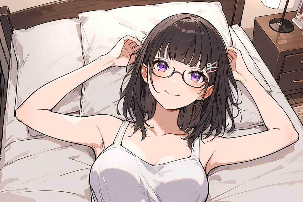 ベッドのメガネちゃん👓✨