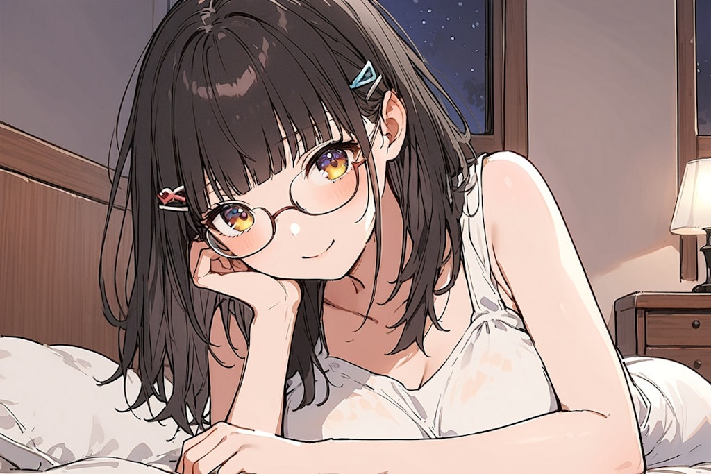 ベッドのメガネちゃん👓✨