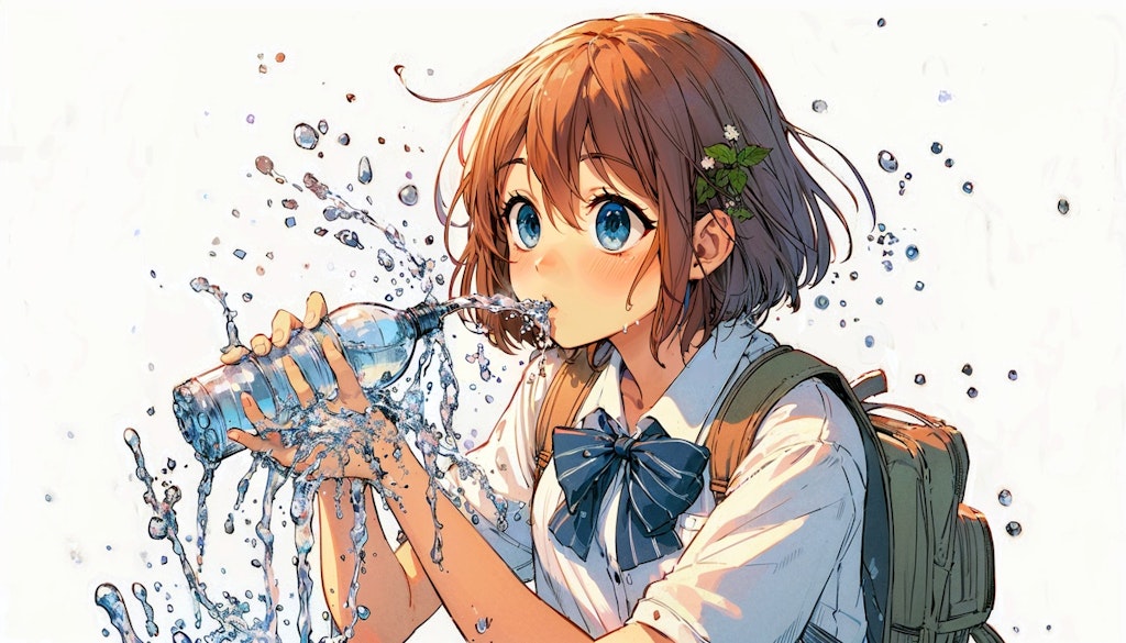 水を飲む少女③