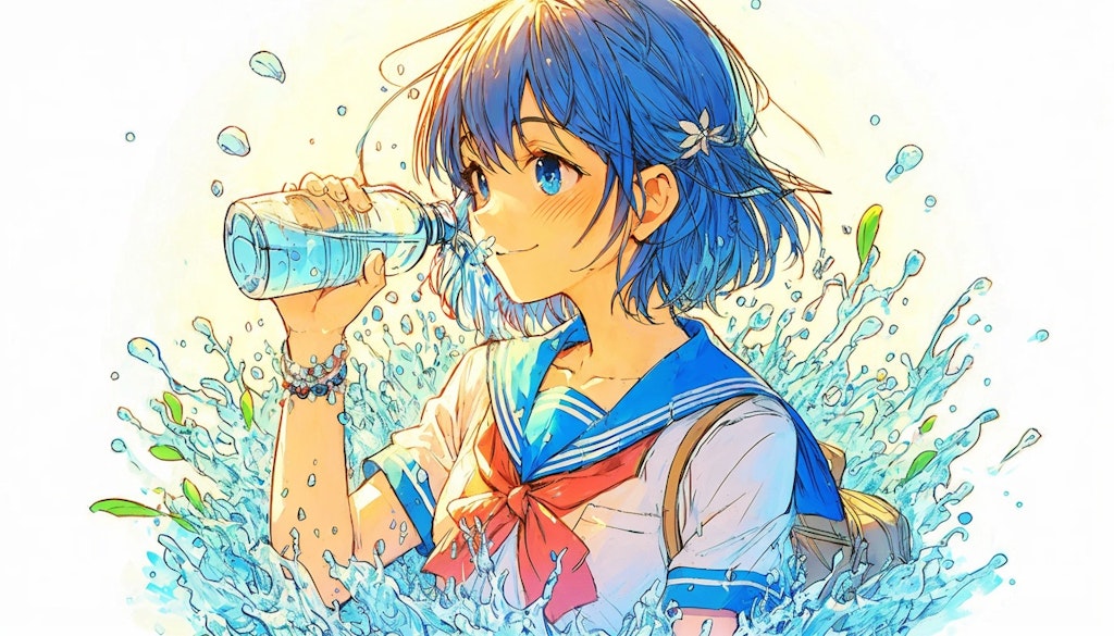 水を飲む少女③