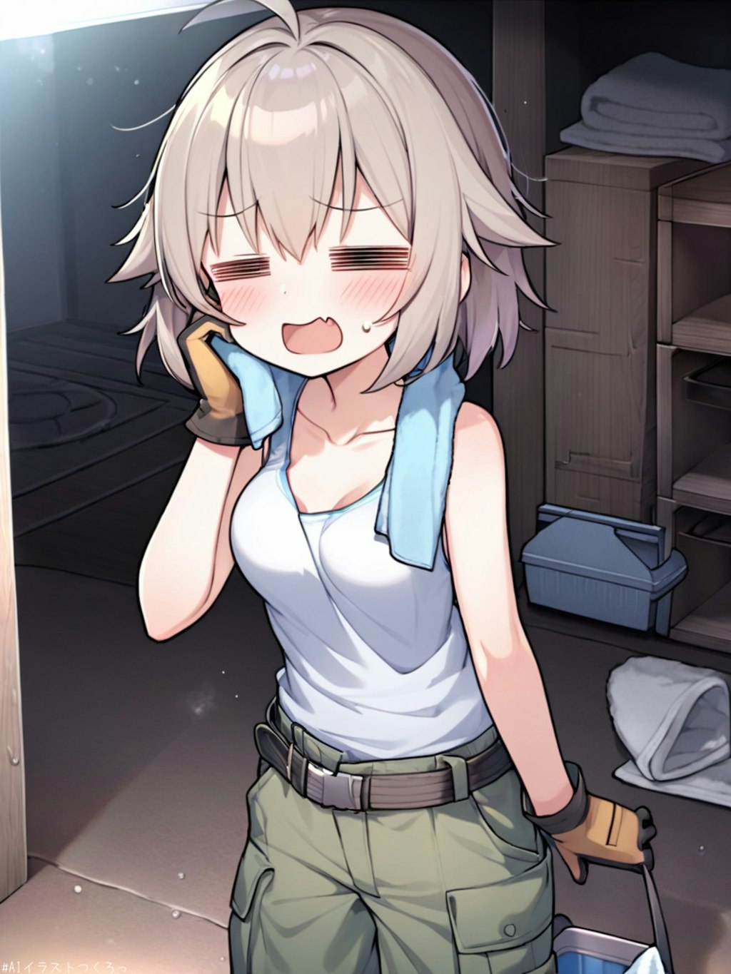 汗を拭う女の子