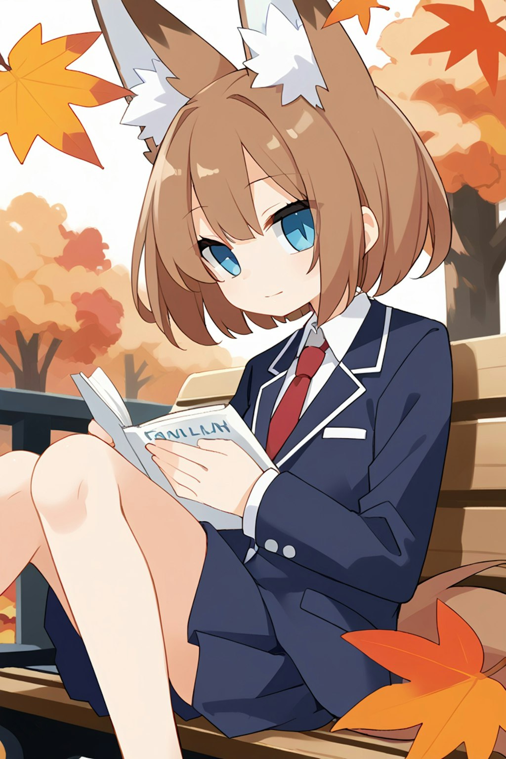 読書の秋を満喫する狐娘さん