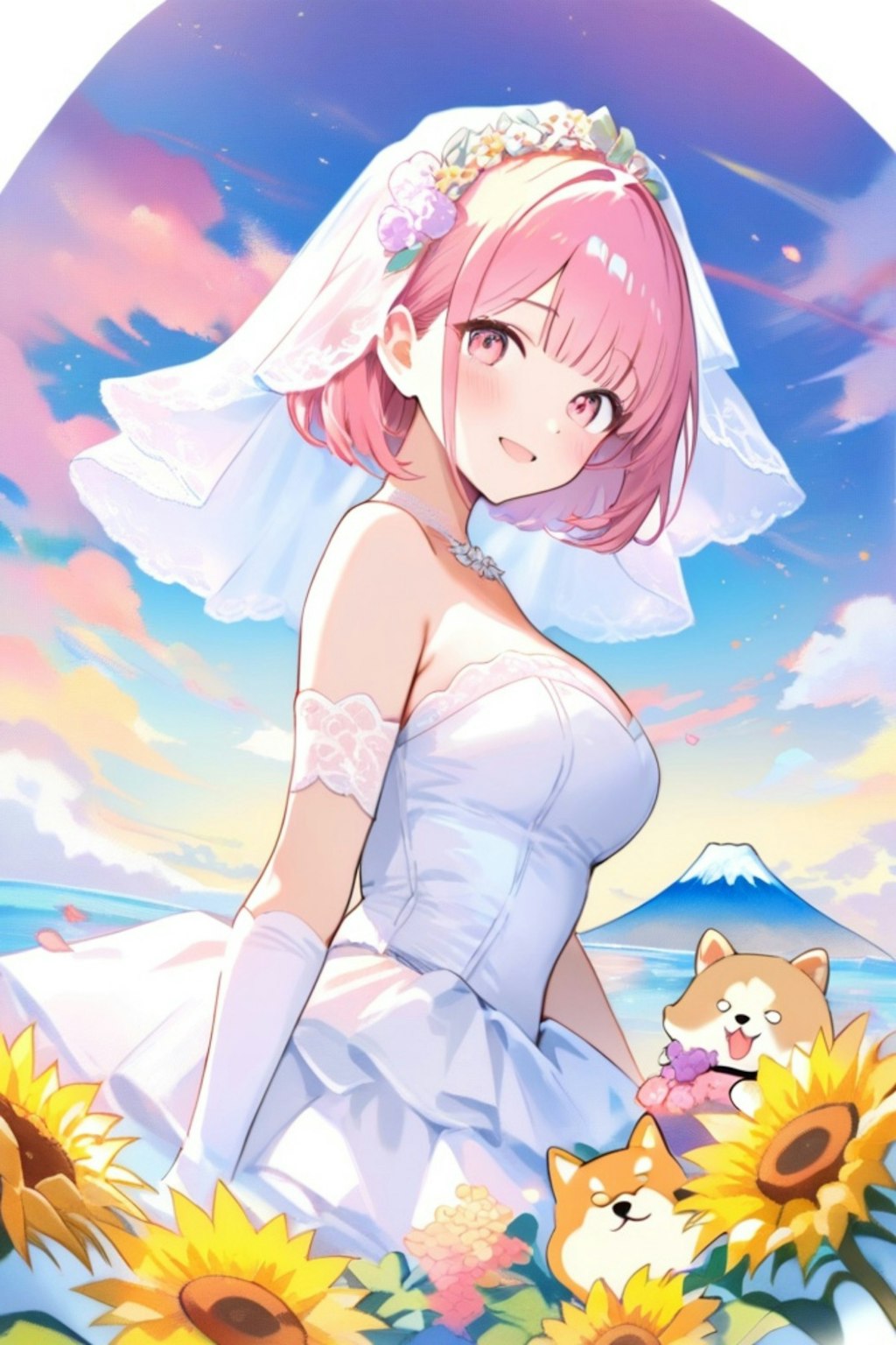 柴犬と花嫁ちゃん