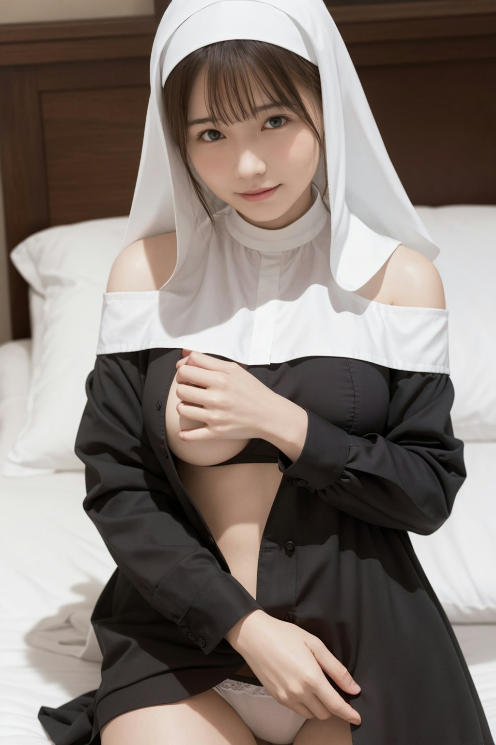 修道女のコスプレをした女性 10